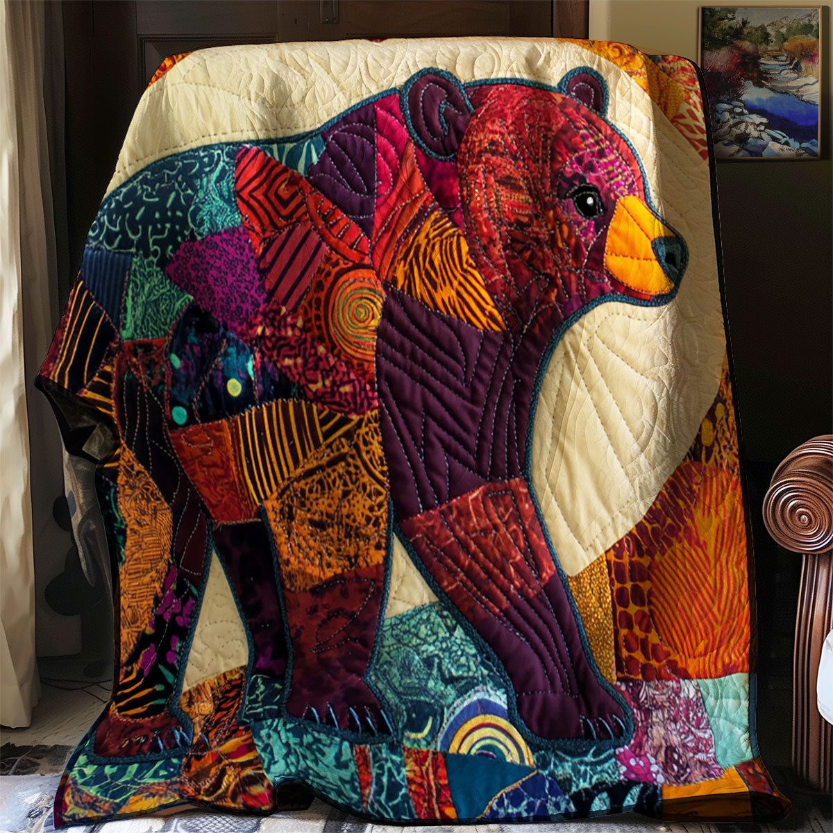 Boho Patchwork Bear WJ2402001CL Quilt