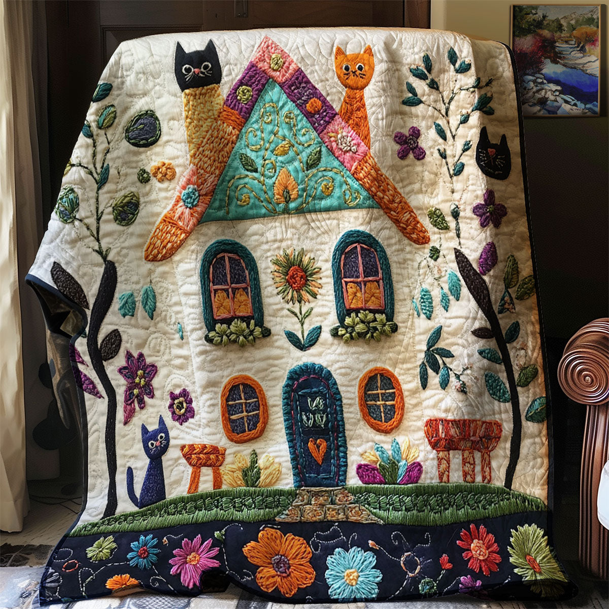 Cozy Cottage Cat WJ1302005CL Quilt