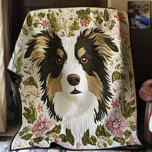 Flower Border Collie WJ1302010CL Quilt