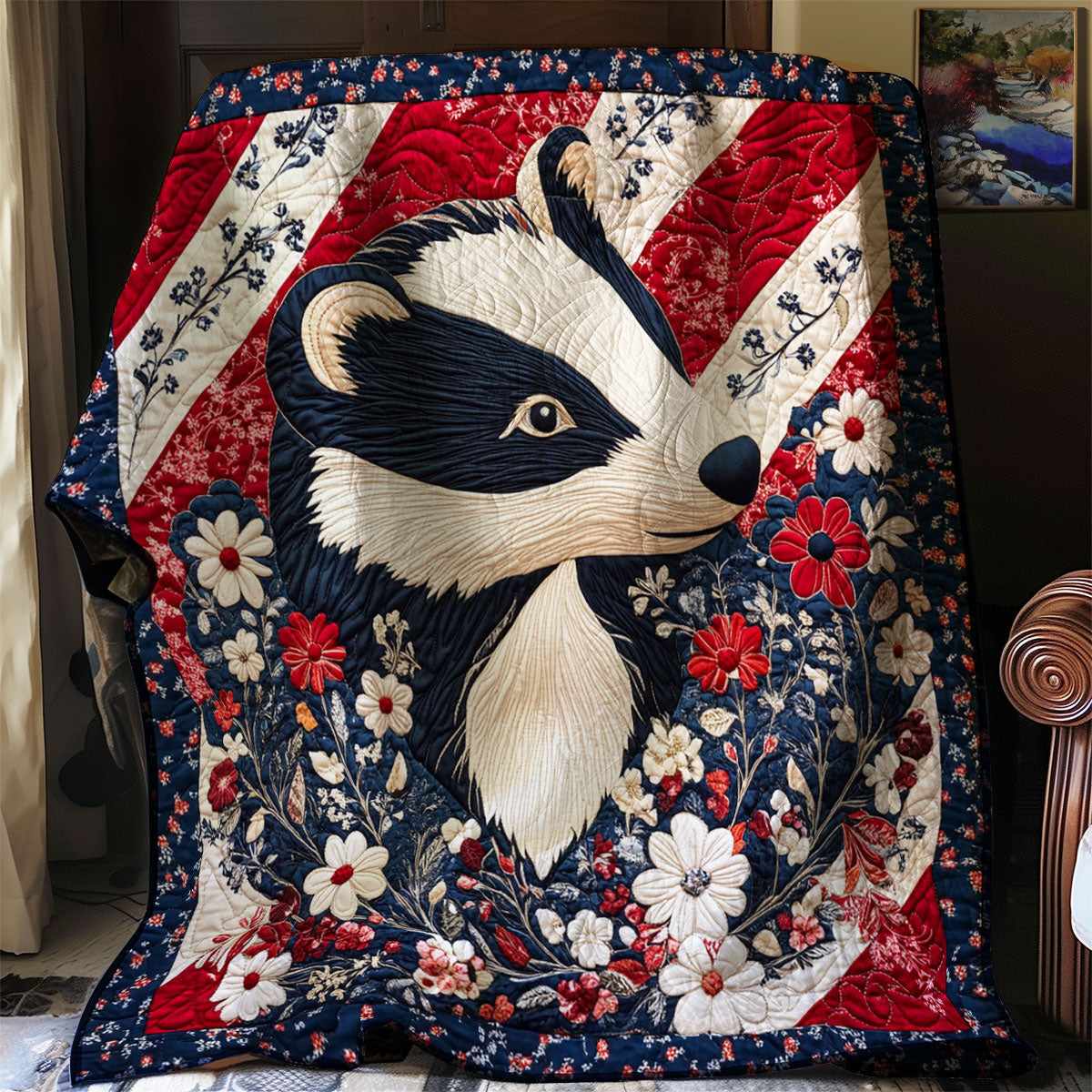 Patriotic Badger WJ1002023CL Quilt