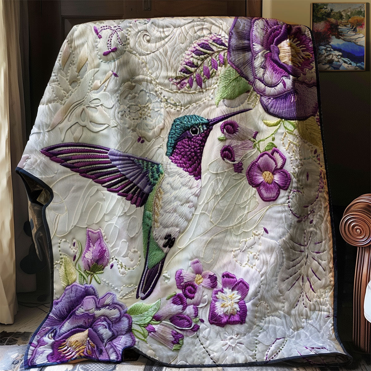 Purple Hummingbird WJ1203024CL Quilt