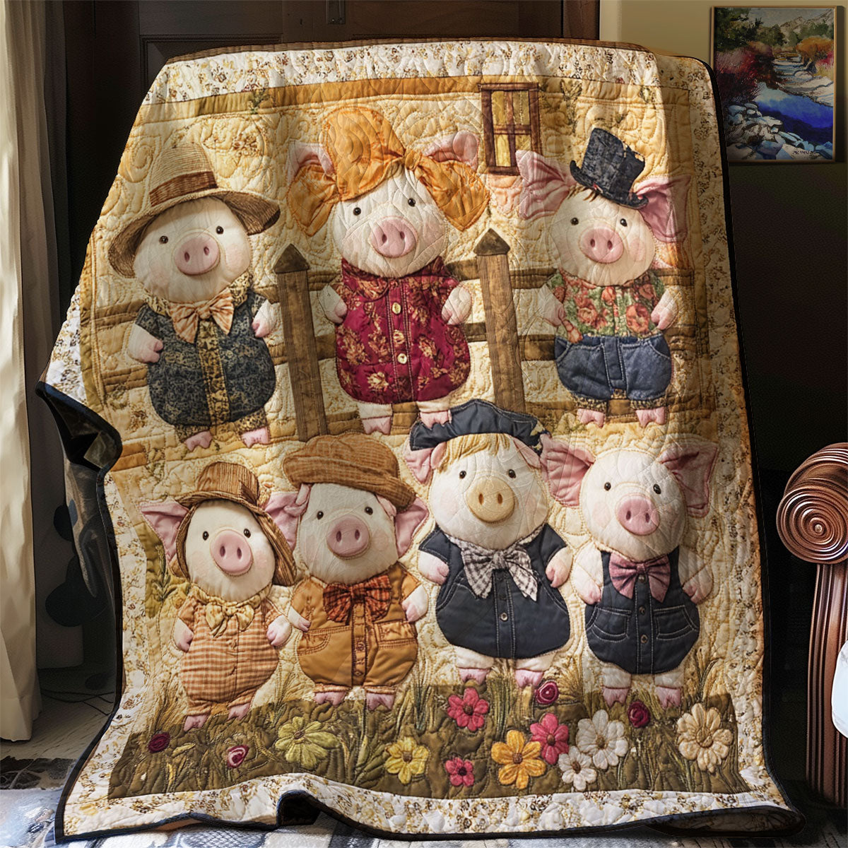 Rustic Piglet Charm WJ1003020CL Quilt