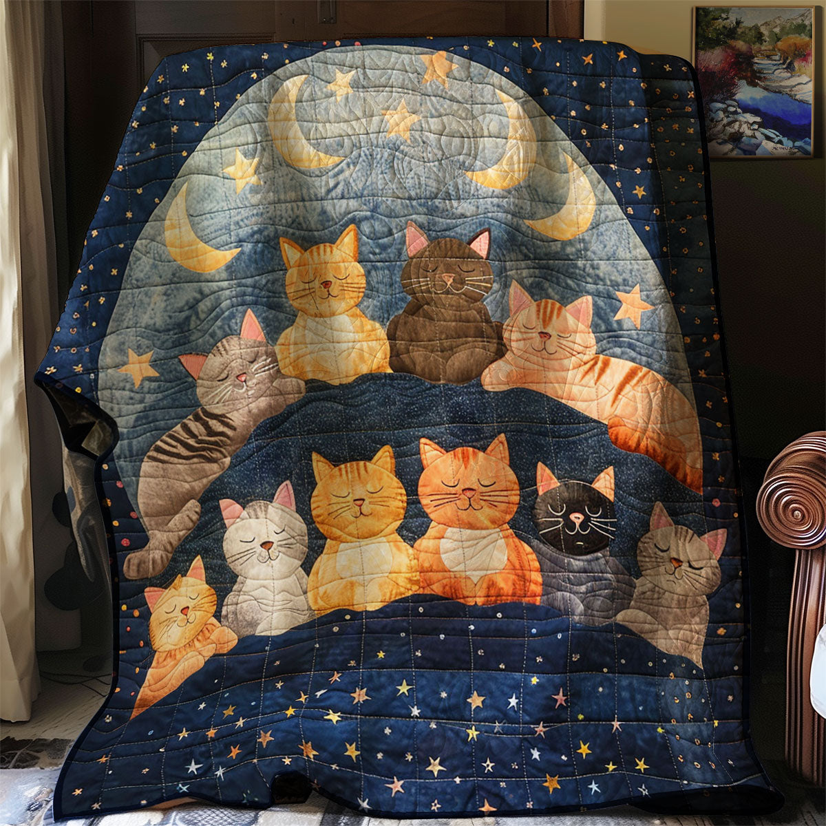 Sleeping Cat Over The Moon WJ0303012CL Quilt