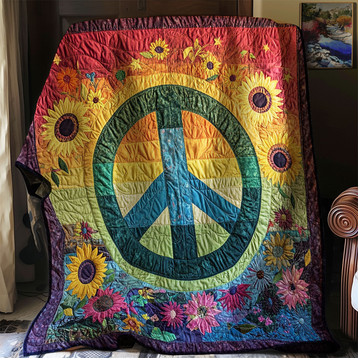 Sunflower Hippie Sign WJ2802022CL Quilt