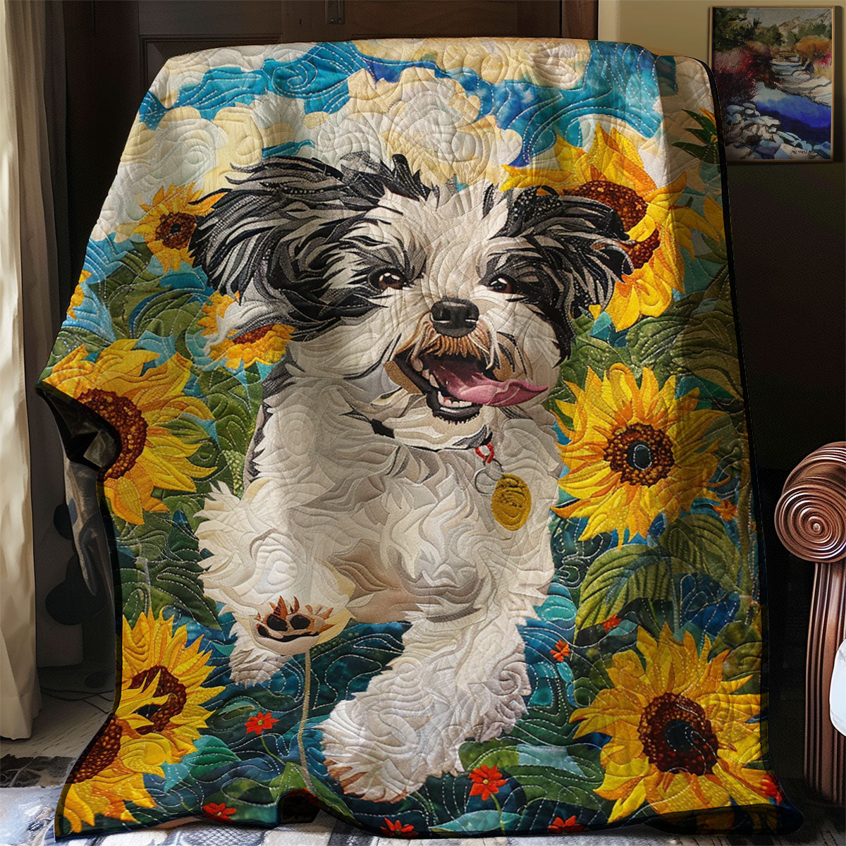 Sunflower Shih Tzu WJ2802023CL Quilt