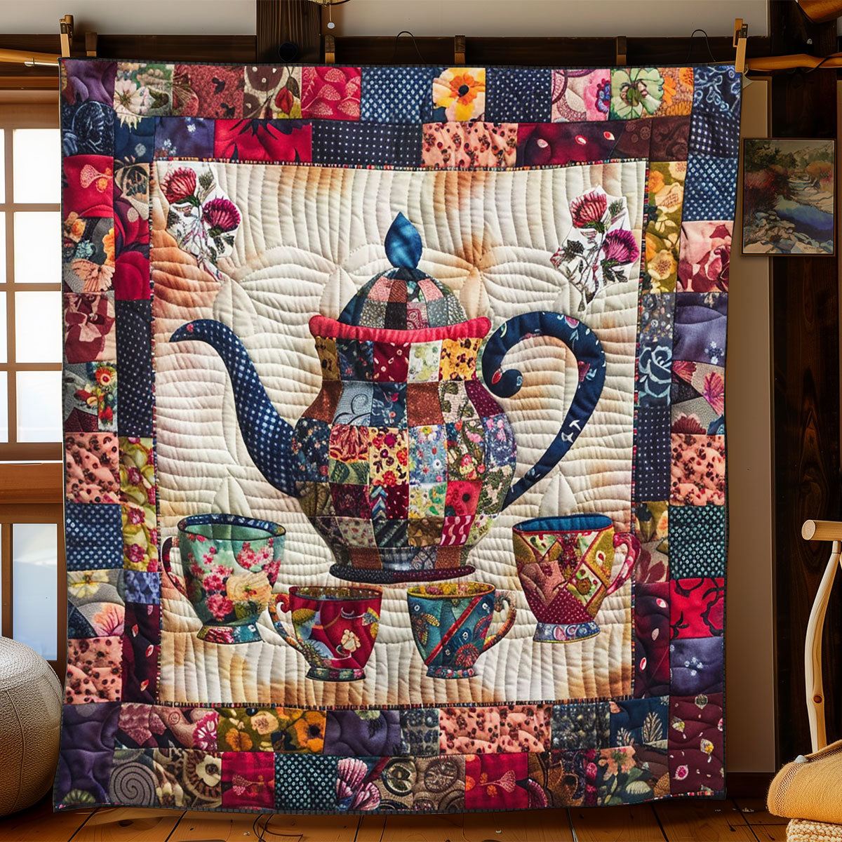 Blooming Patchwork Teapot WJ1002004CL Quilt