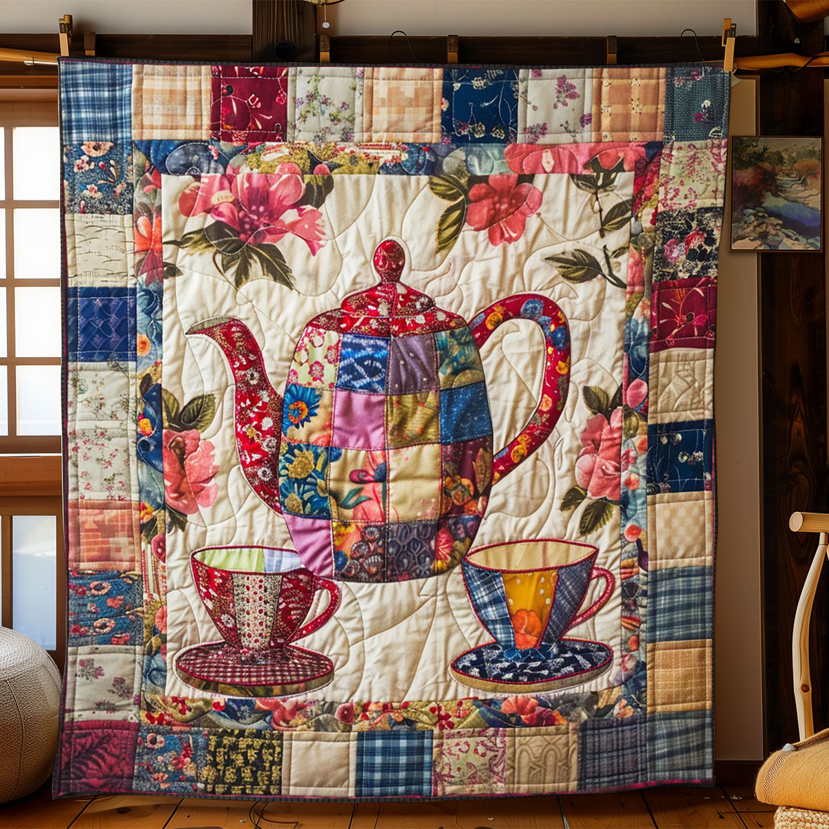 Blooming Patchwork Teapot WJ1002005CL Quilt