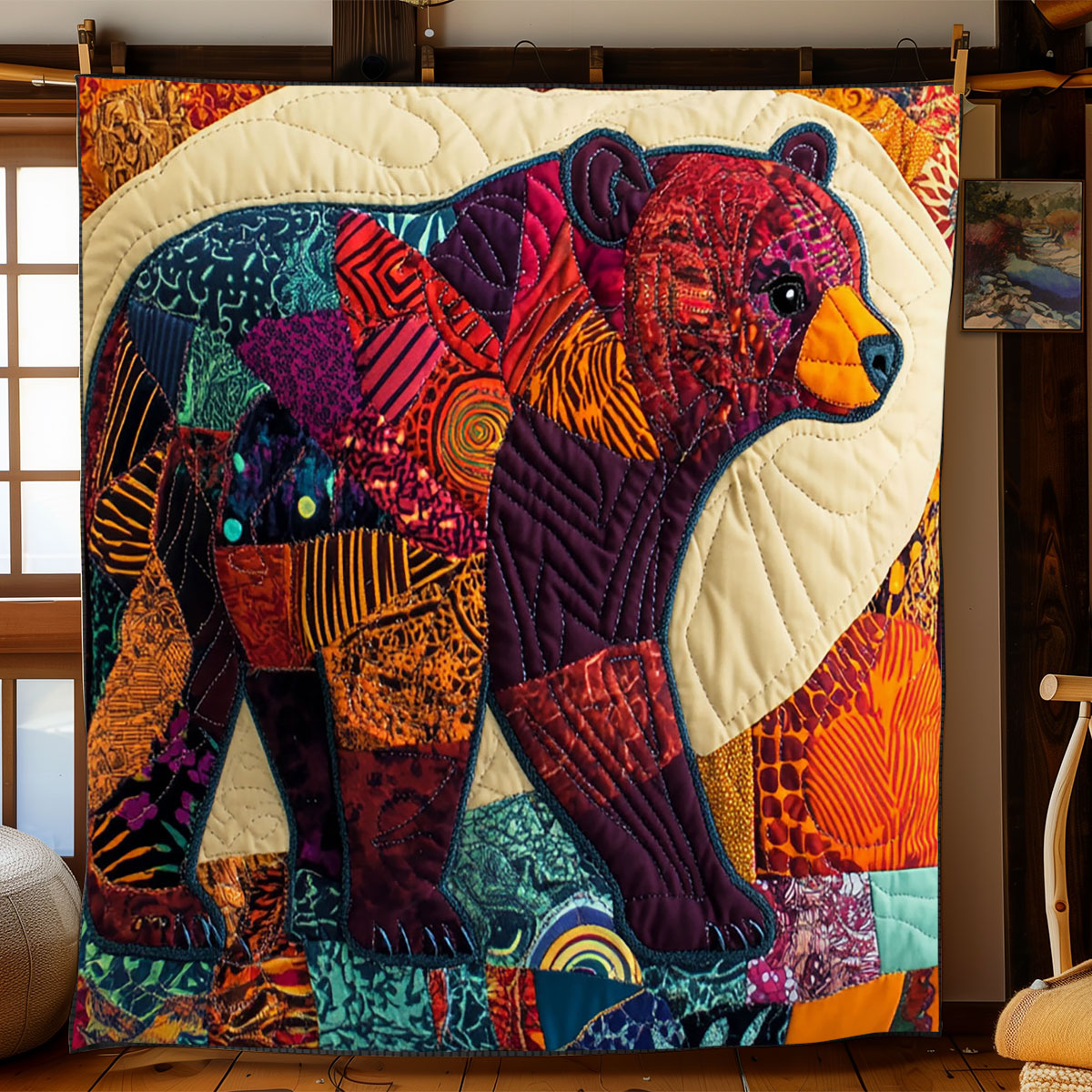 Boho Patchwork Bear WJ2402001CL Quilt