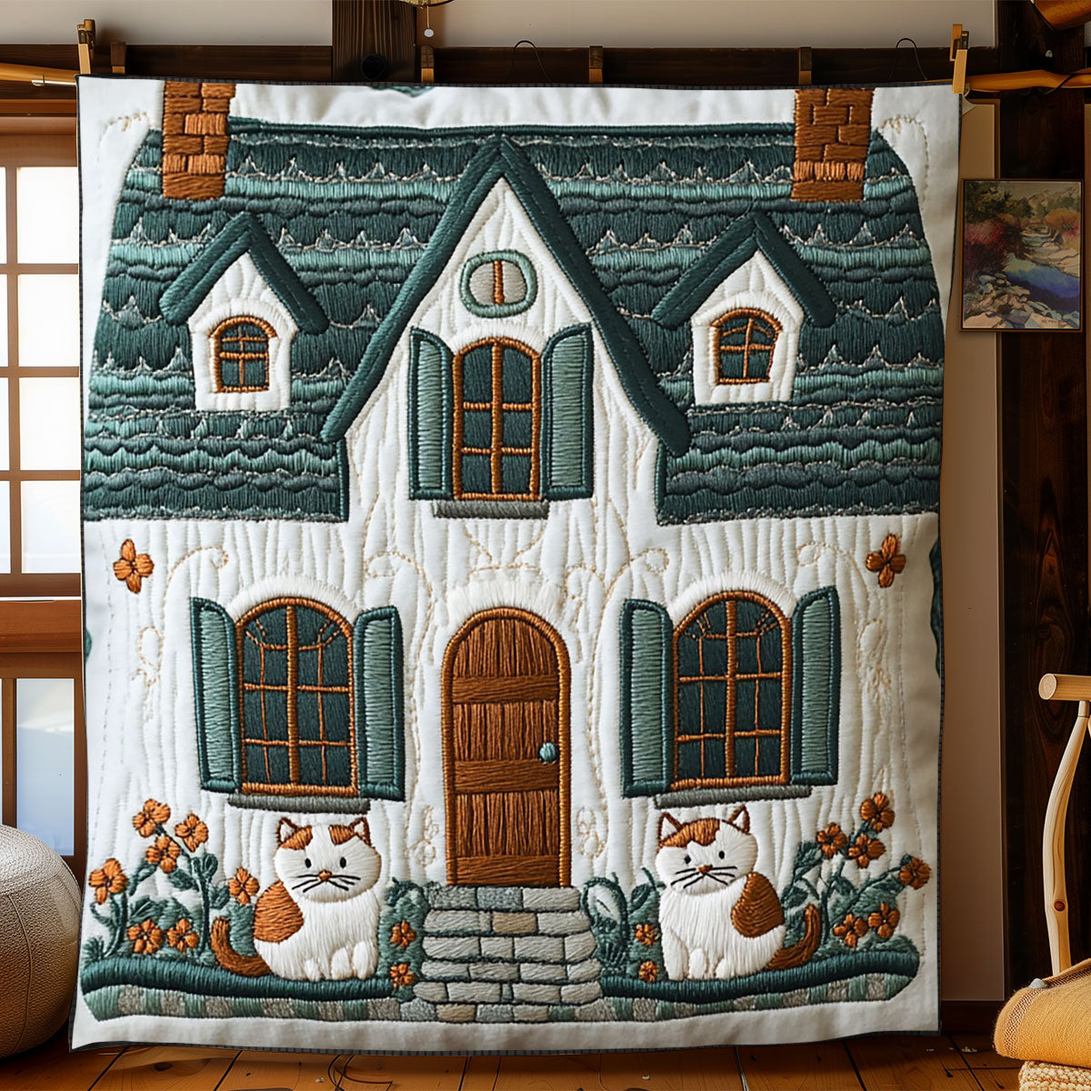 Cozy Cottage Cat WJ1202009CL Quilt