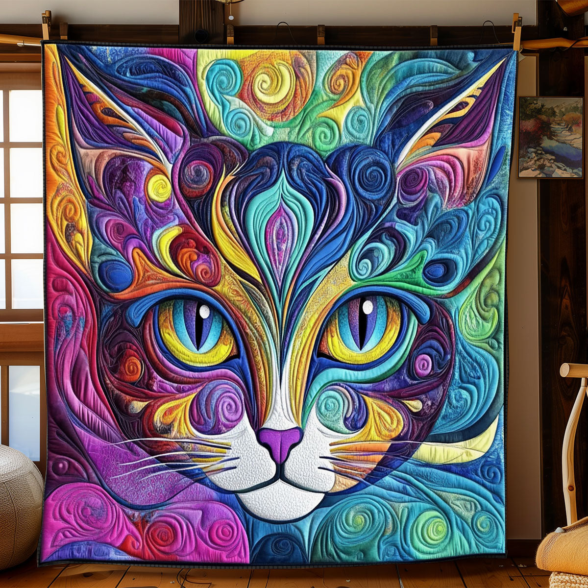 Ethereal Cat Abstract WJ1202012CL Quilt