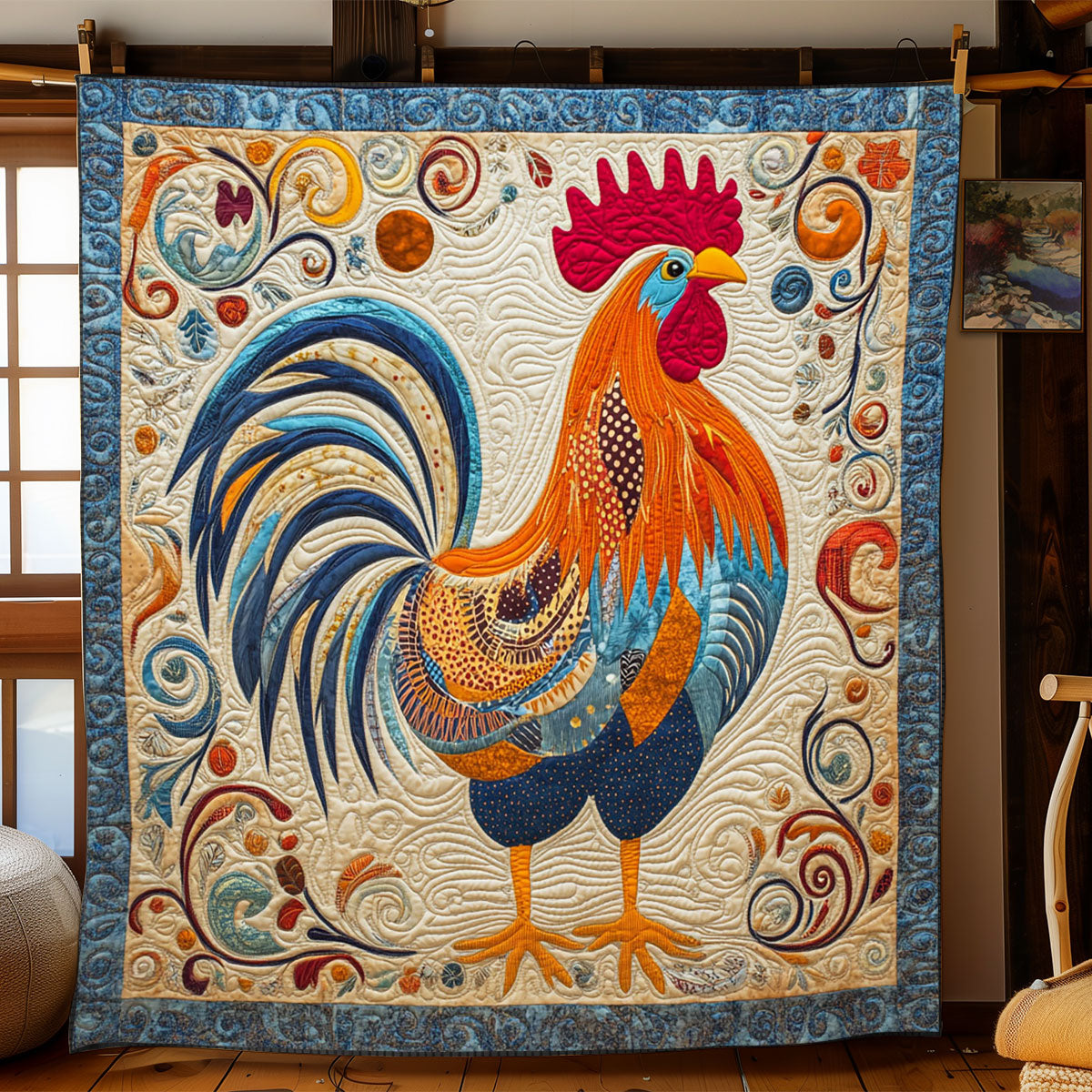 Folk Art Chicken WJ0703021CL Quilt