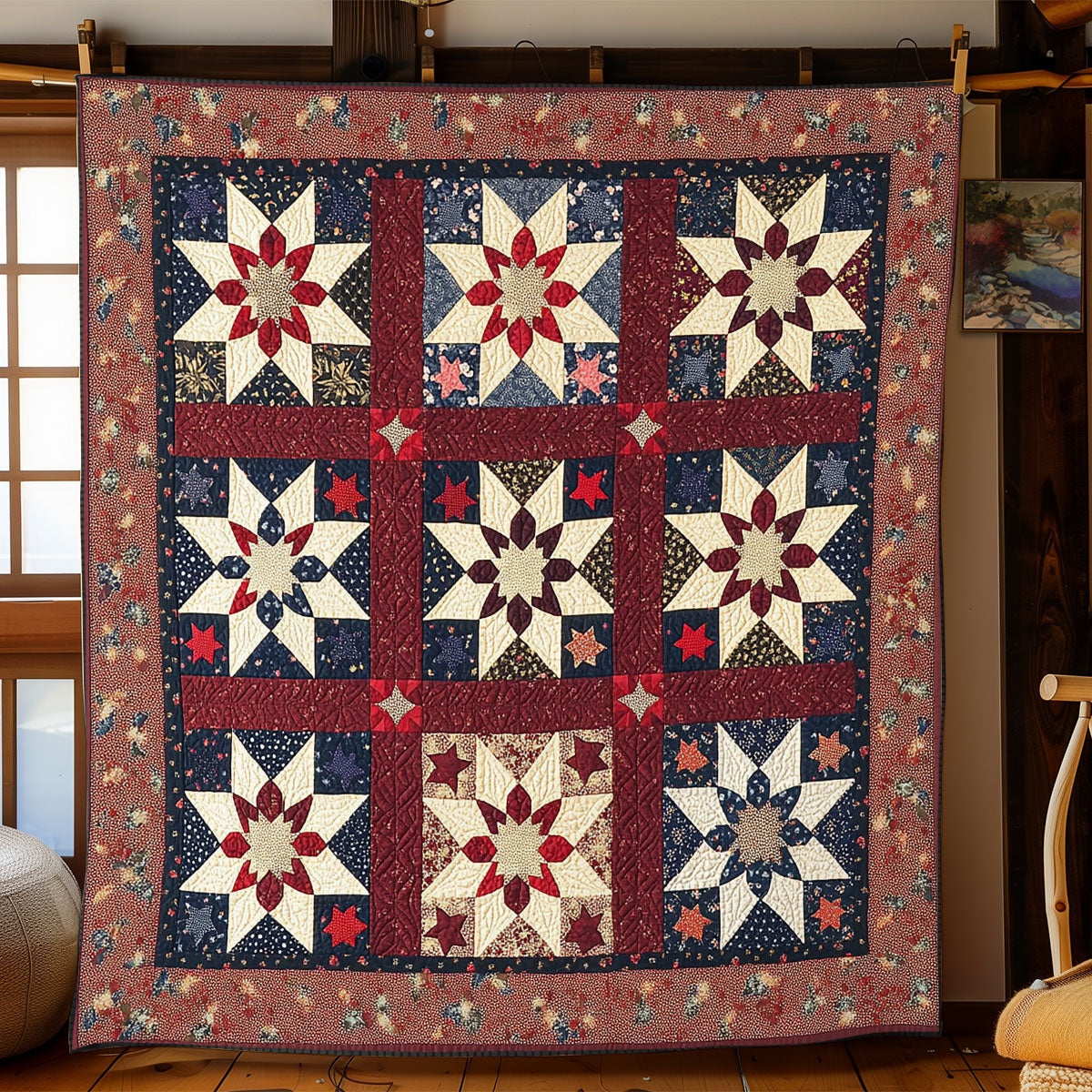 Patriotic Star WJ1002026CL Quilt