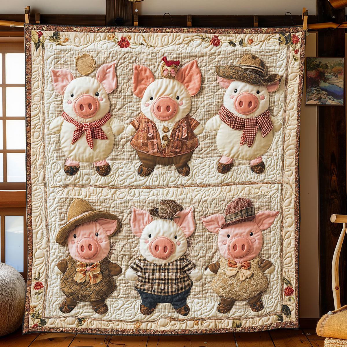 Rustic Piglet Charm WJ1103021CL Quilt