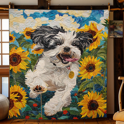 Sunflower Shih Tzu WJ2802023CL Quilt