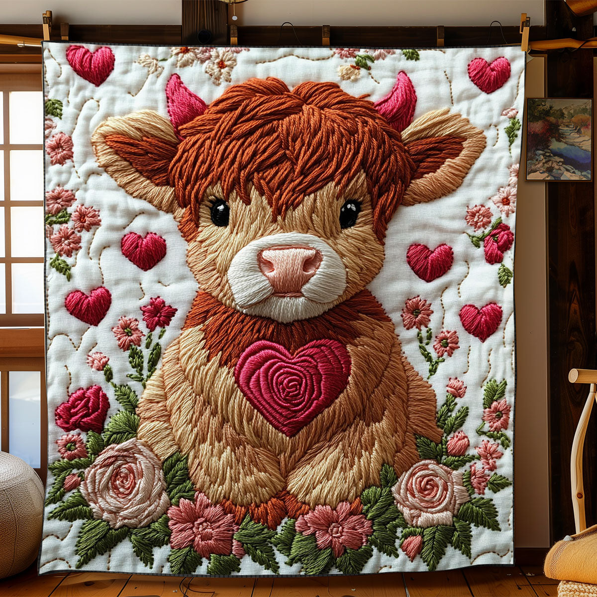 Sweetheart Highland Cow WJ1102018CL Quilt