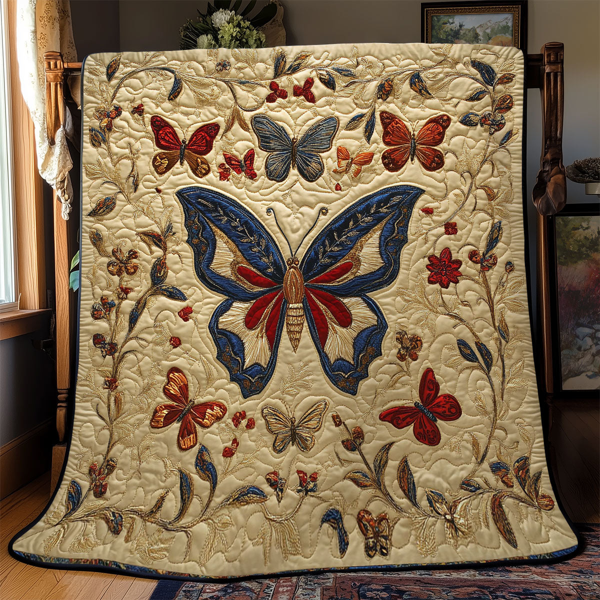 Antique Embroidered Butterfly WJ1302001CL Quilt