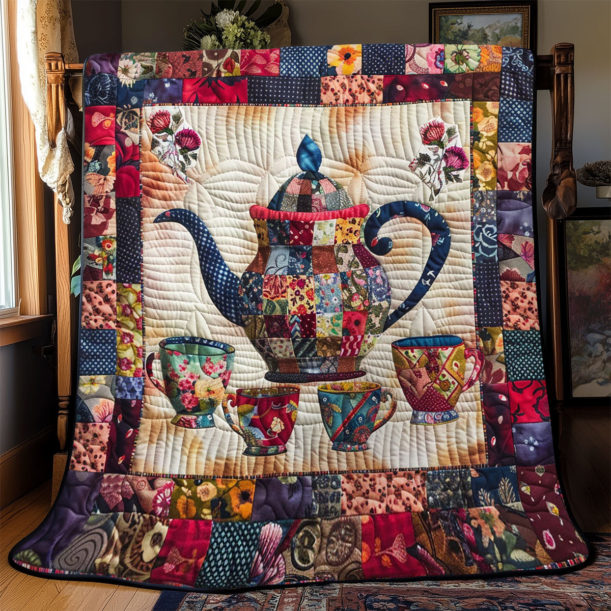 Blooming Patchwork Teapot WJ1002004CL Quilt