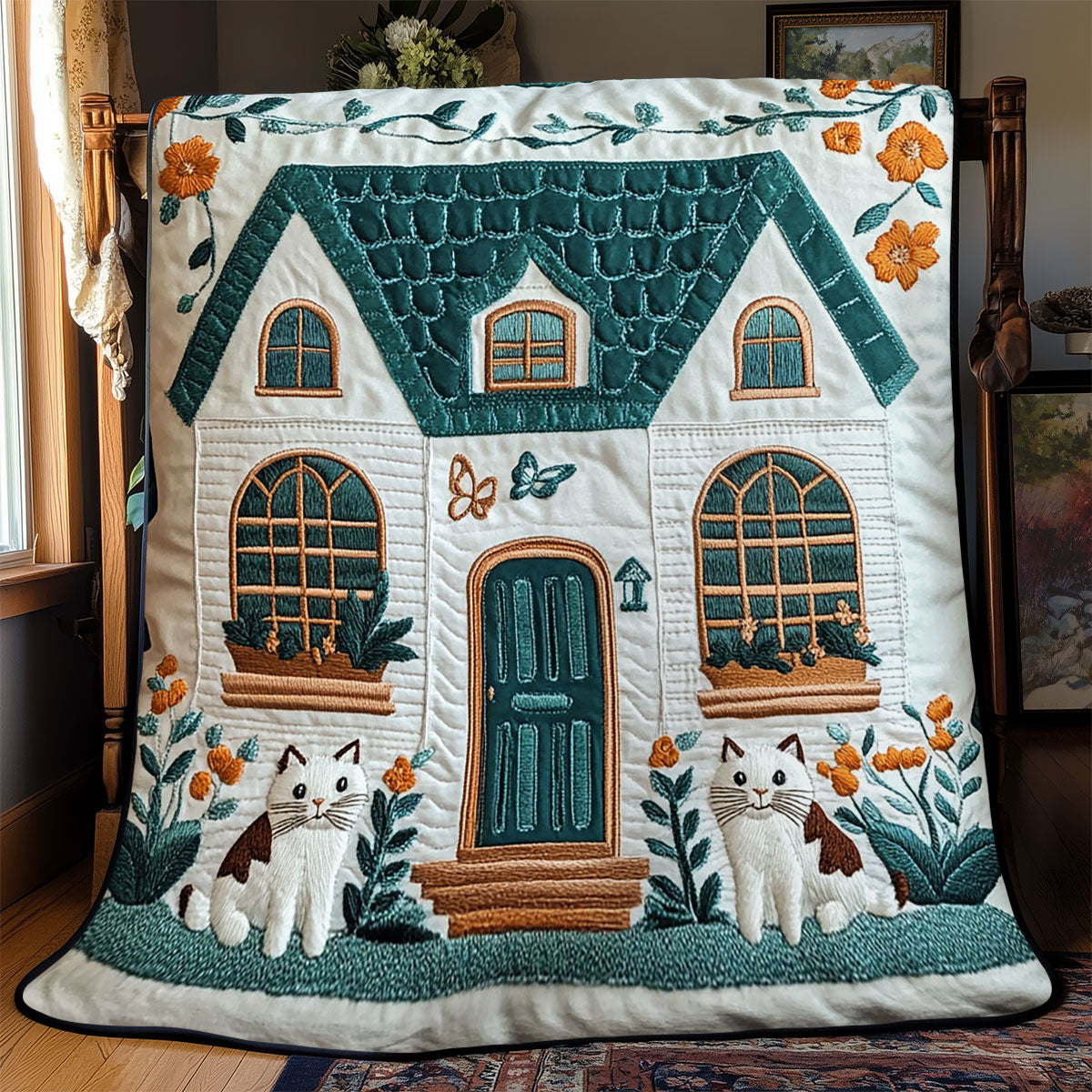 Cozy Cottage Cat WJ1202007CL Quilt