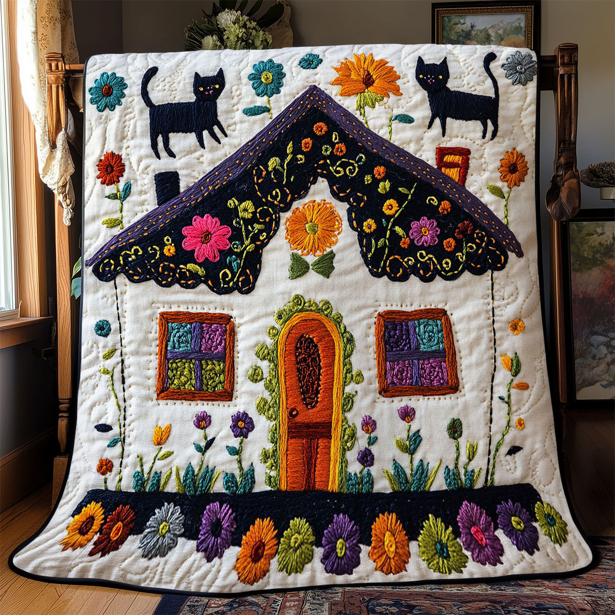 Cozy Cottage Cat WJ1202008CL Quilt