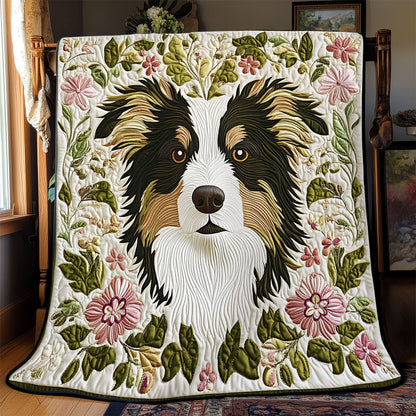 Flower Border Collie WJ1302010CL Quilt