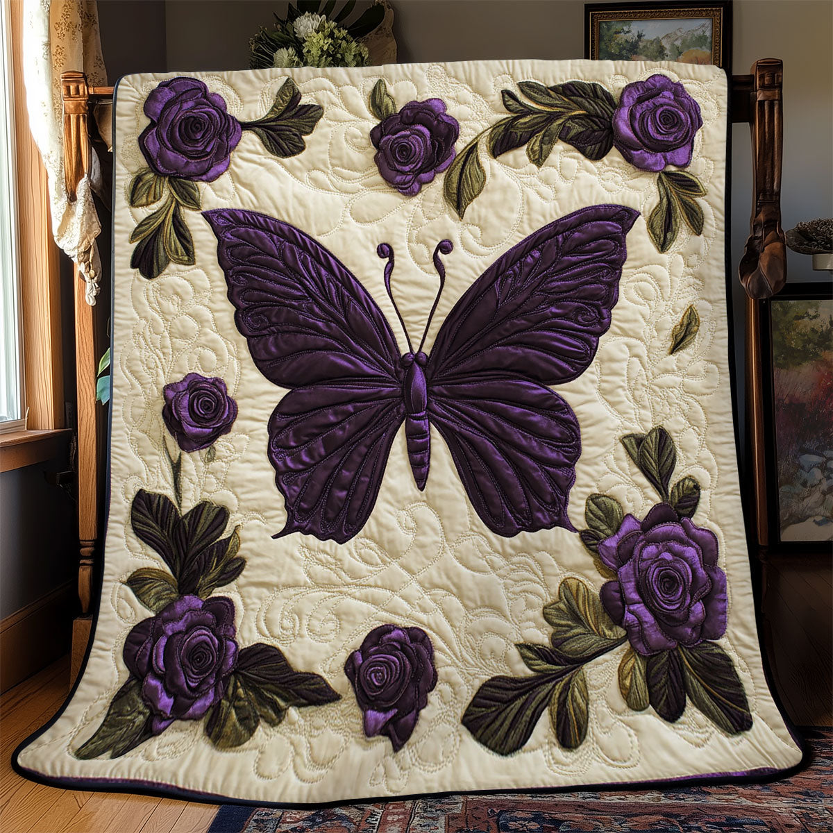 Purple Butterfly WJ1302021CL Quilt