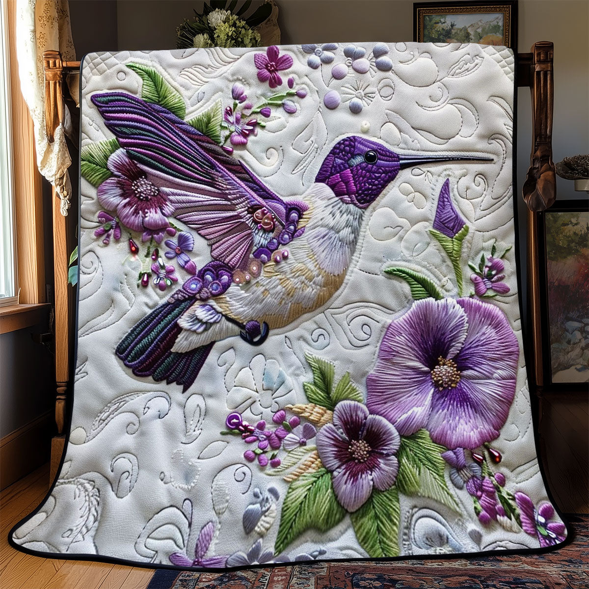 Purple Hummingbird WJ1103018CL Quilt