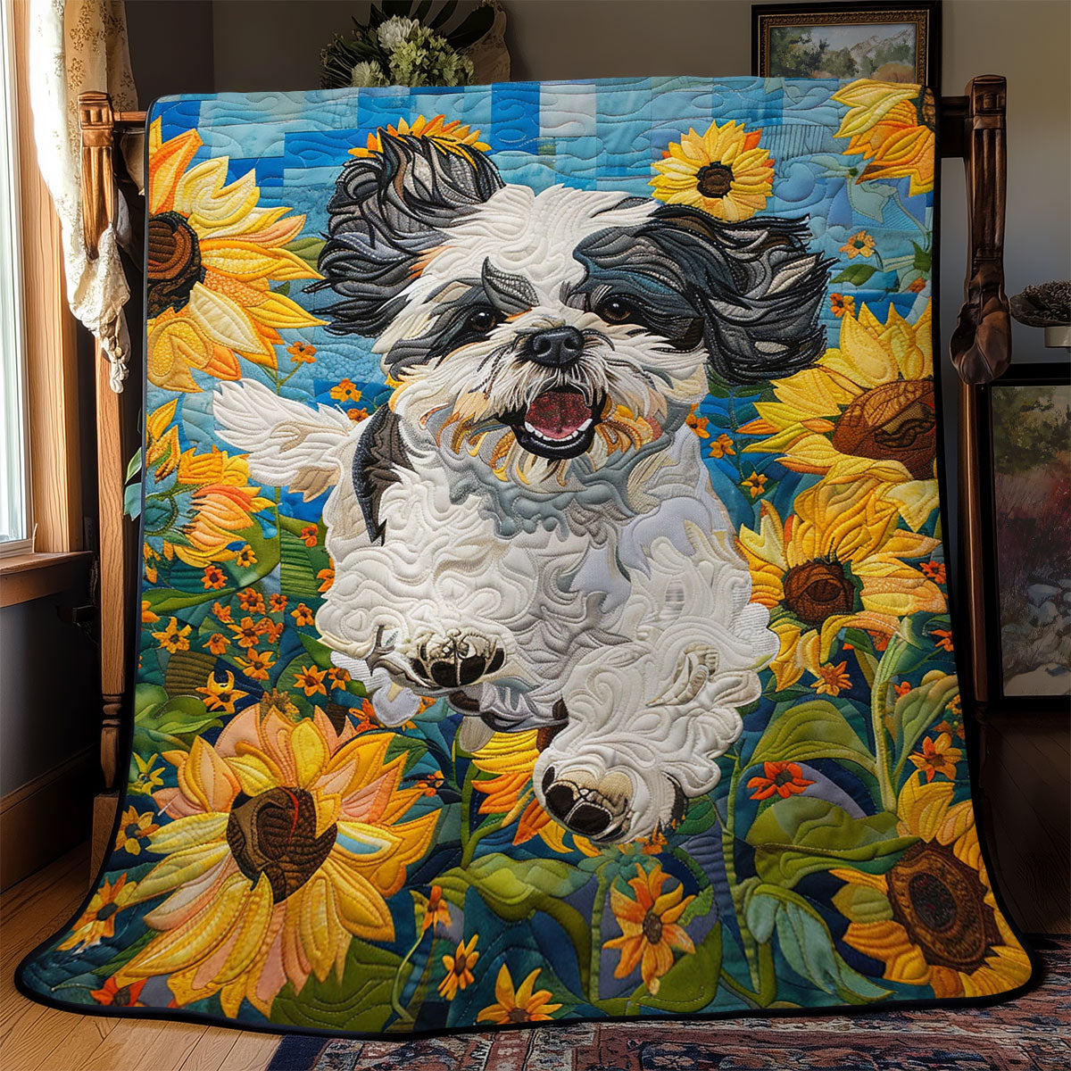 Sunflower Shih Tzu WJ2802024CL Quilt