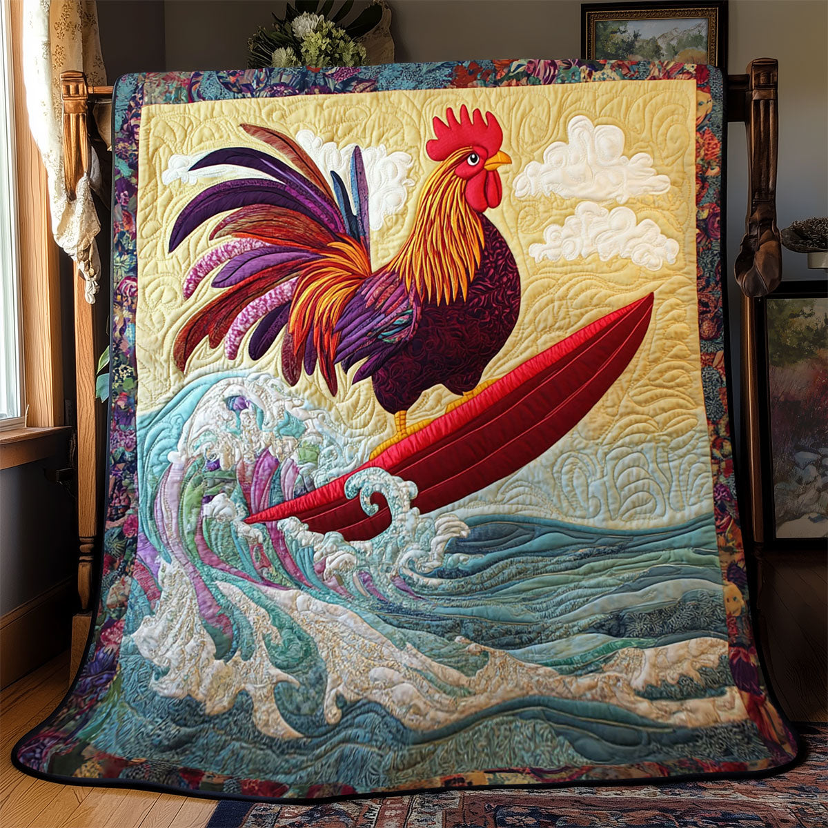 Surfing Chicken WJ2702021CL Quilt