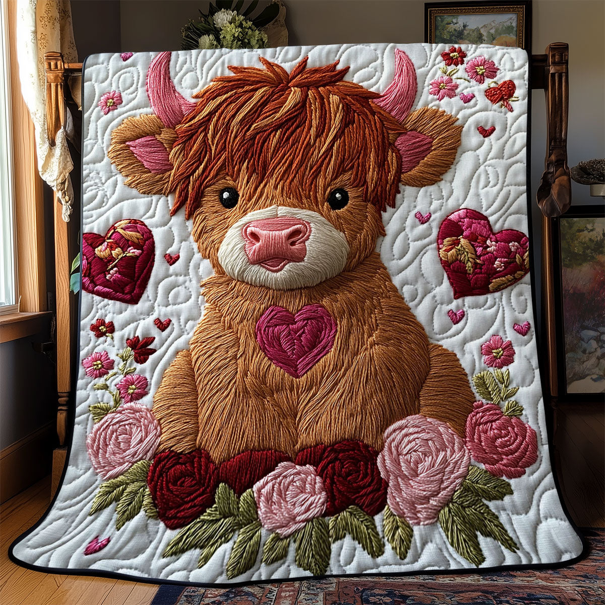 Sweetheart Highland Cow WJ1102016CL Quilt