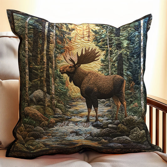 Moose In Forest WX1303058CL Quilt Pillow Case