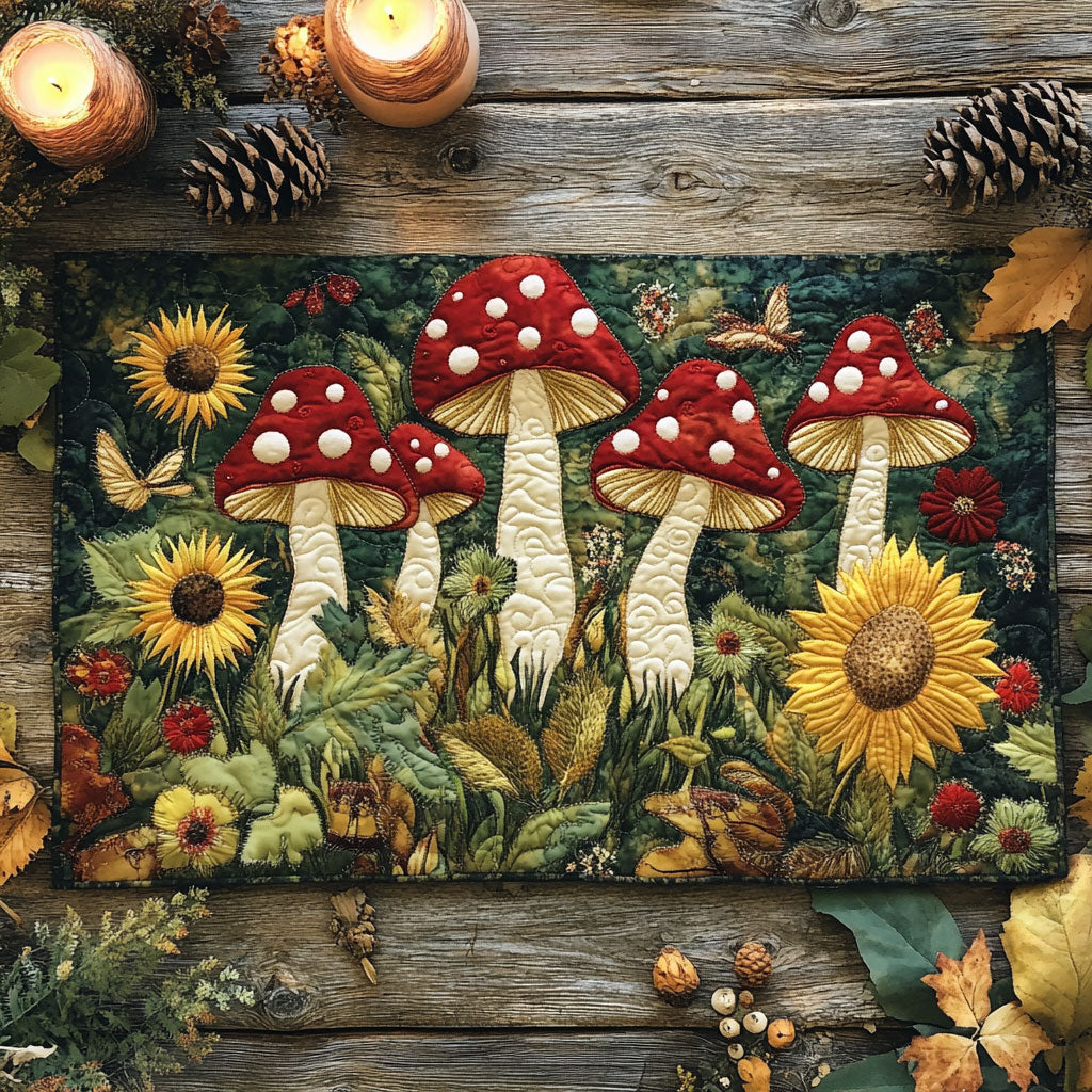 Mushroom WX0703081CL Quilted Table Runner