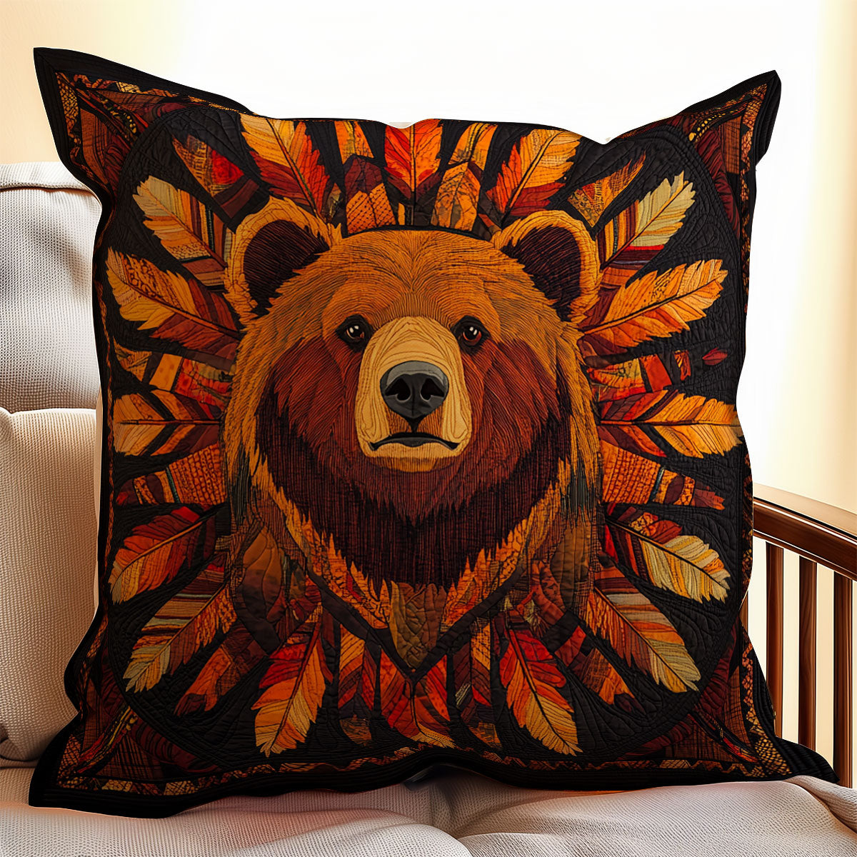 Native American Bear WX1303063CL Quilt Pillow Case