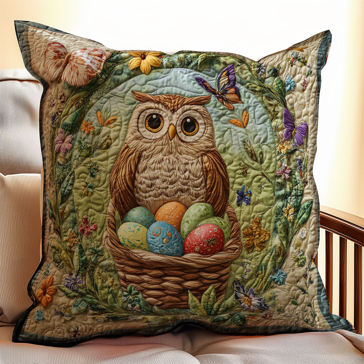 Owl Easter Egg WX0803136CL Quilt Pillow Case