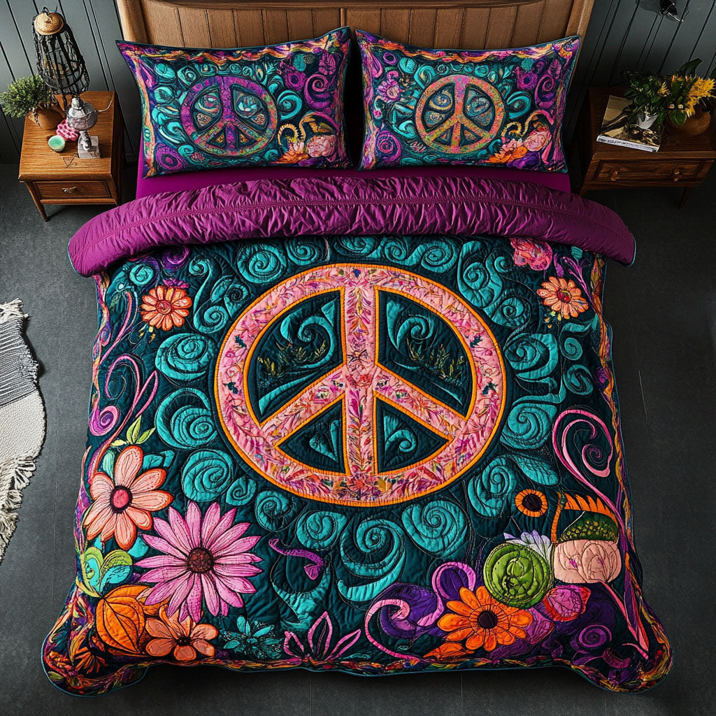 Peace Sign Hippie WX0403037CL Duvet Cover Set