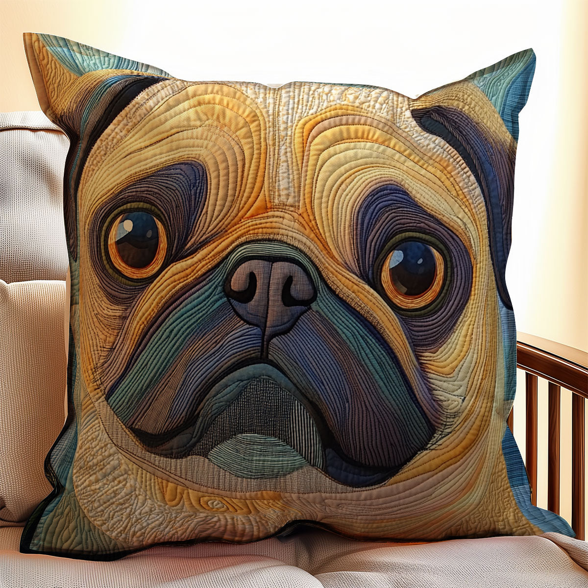 Pug Portrait WX0603146CL Quilt Pillow Case