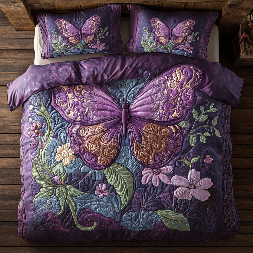 Purple Butterfly WX0403042CL Duvet Cover Set