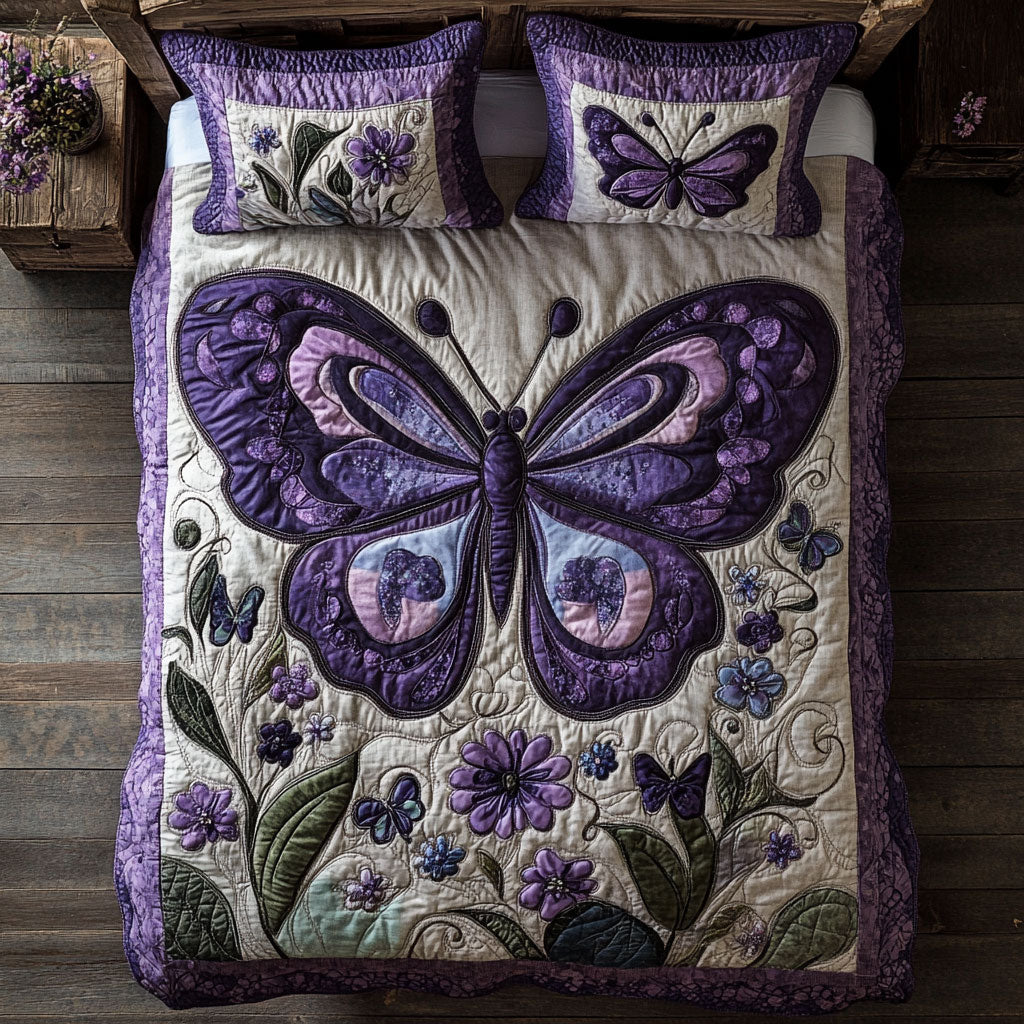 Purple Butterfly WX0403043CL Duvet Cover Set