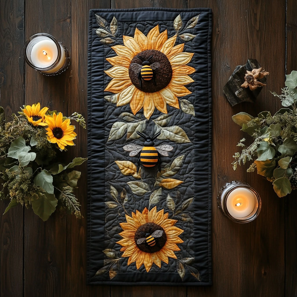 Sunflower Bee WX0703089CL Quilted Table Runner